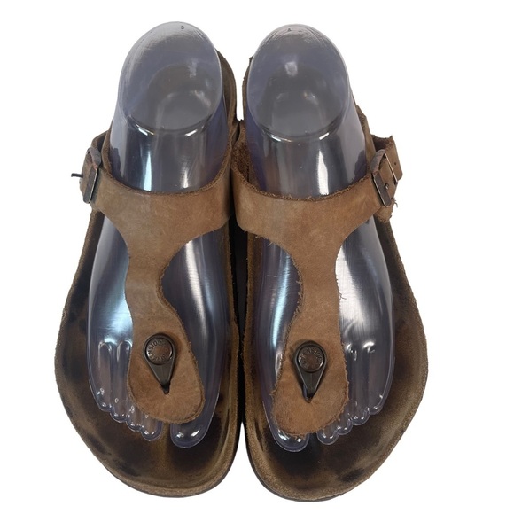 Birkenstock Gizeh Brown Leather Thong Cork Sandals Size 8 Euro 39 - Picture 7 of 14